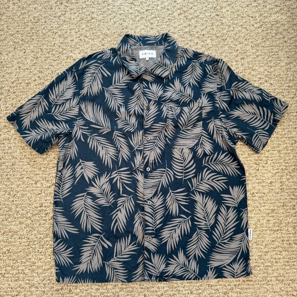 Penfield Navy / Gray Hawaiian Style Short‎ Sleeve Button Down Large - Picture 1 of 7